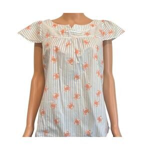 ModCloth XL crab striped back button lightweight blouse top TS 2715